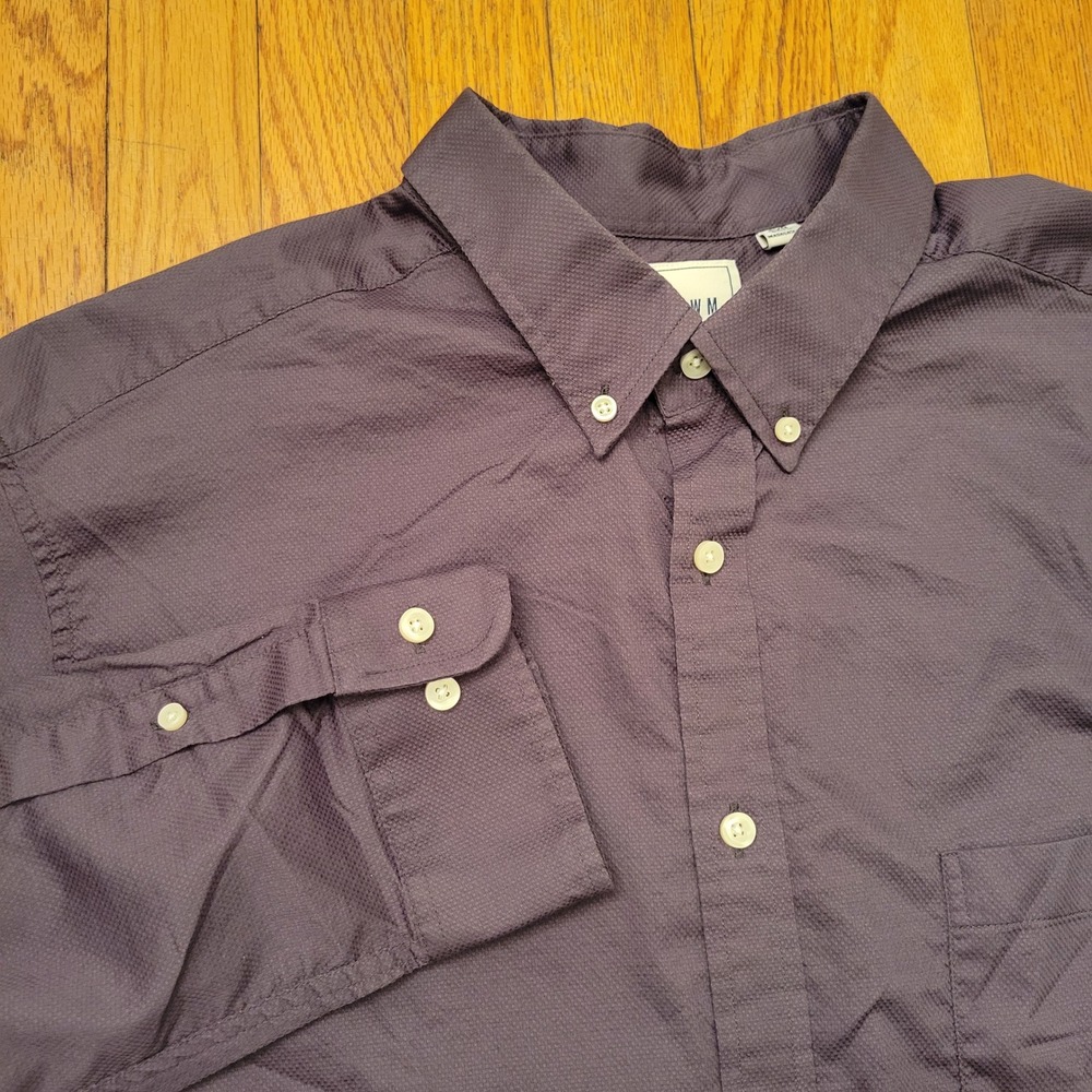 ROWM Solid Gray Button Down Shirt Long Sleeve‎ 2XB Career Professional Classy